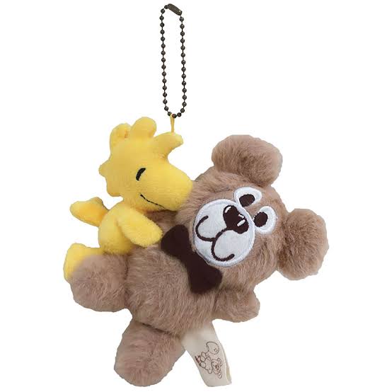 PEANUTS | Mascot Holder Plush Keychain Bag Charm 13×11×4cm (Woodstock Hug Teddy Bear)