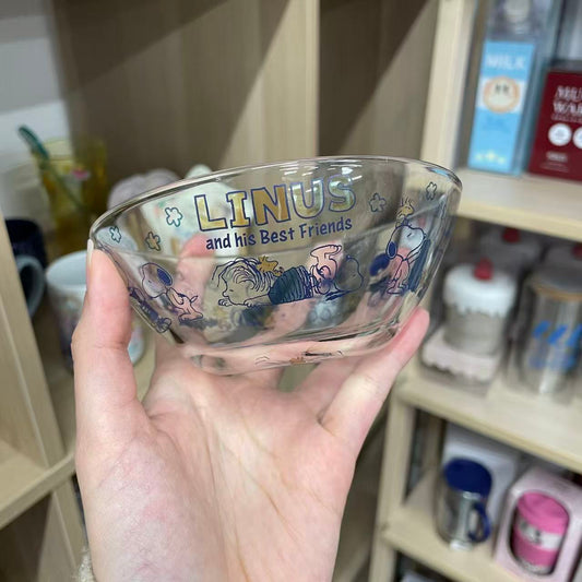 【Made in Japan】PEANUTS | SNOOPY and LINUS Glass Bowl with Spoon W12×H4.8㎝