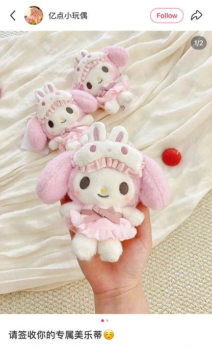 【Limite 2/ customer】SANRIO | My Melody Mascot Holder Plush Keychain Bag Charm 160×70×150mm (Good Friend Pajamas)