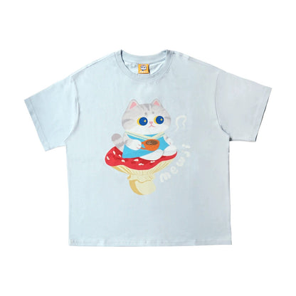 MEWJI♡ Cat Tee T-shirt (Blue)