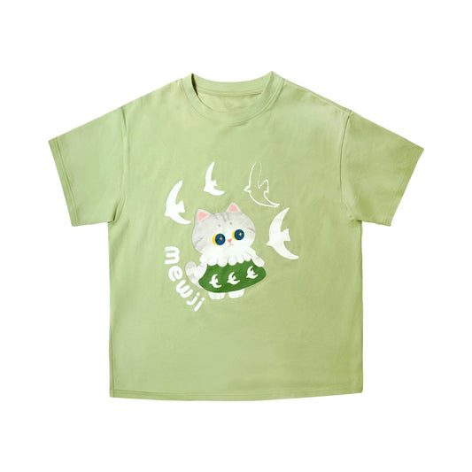 MEWJI♡ Cat Tee T-shirt (Avocado Green)