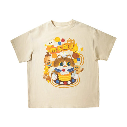 MEWJI♡ Cat Tee T-shirt (Beige)