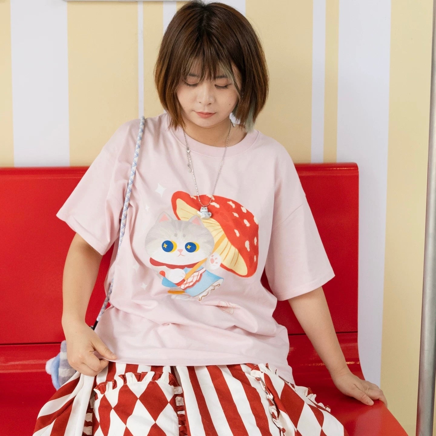 MEWJI♡ Cat Tee T-shirt (Pink)