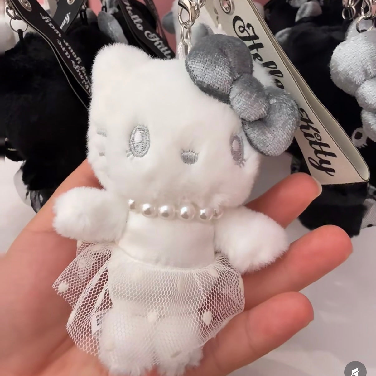 USJ x Hello Kitty | Mascot Holder Plush Keychain Bag Charm (White & Black) White