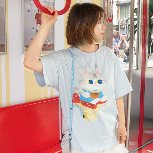 MEWJI♡ Cat Tee T-shirt (Blue)