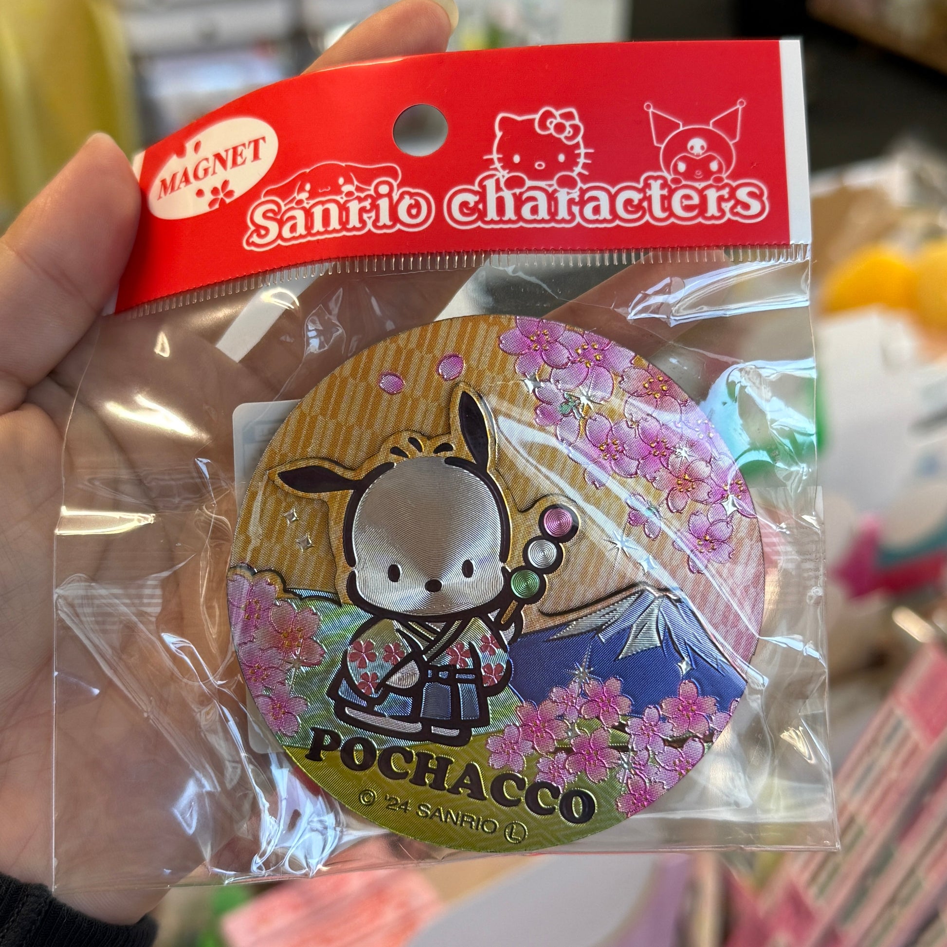 SANRIO | Pochacco Wooden Magnet (Cherry Blossom & Mount Fuji)