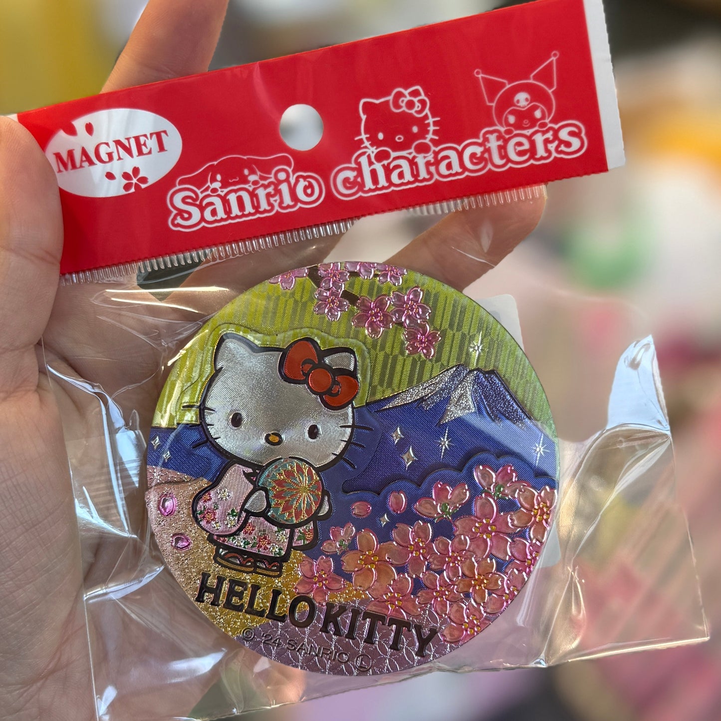 SANRIO | Hello Kitty Wooden Magnet (Cherry Blossom & Mount Fuji)