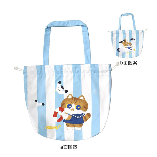 MEWJI♡ Tote Bag Eco Bag 380x450mm (White & Blue)