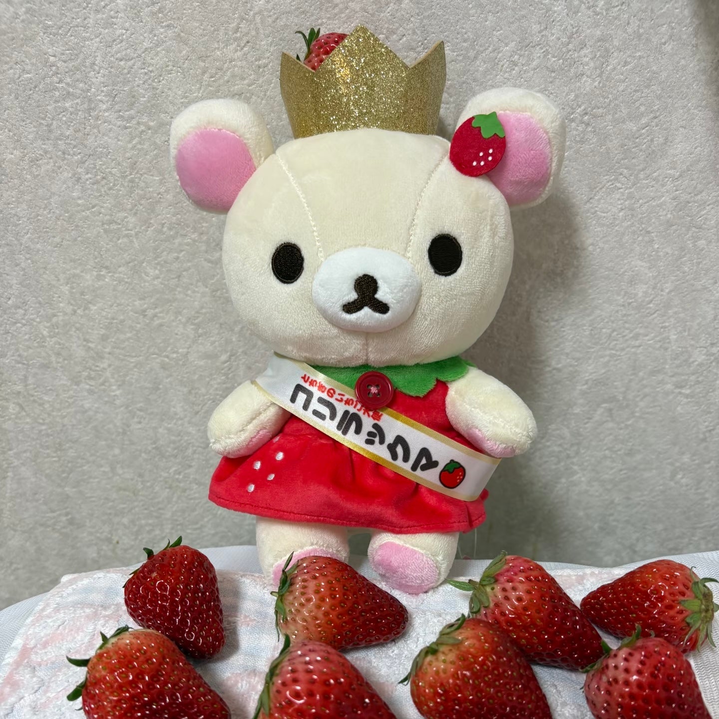 SAN-X | Korilakkuma & Rilakkuma Plush Toy Plush Doll (Tochigi Strawberry Ambassador 10th Anniversary)