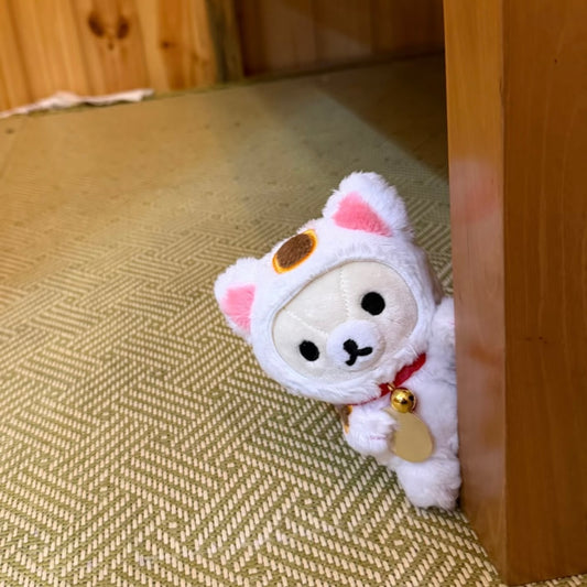 SAN-X | Rilakkuma Korilakkuma Mascot Holder Bag Charm Keychain (Lucky Cat)