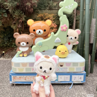 SAN-X | Rilakkuma Korilakkuma Mascot Holder Bag Charm Keychain (Lucky Cat)