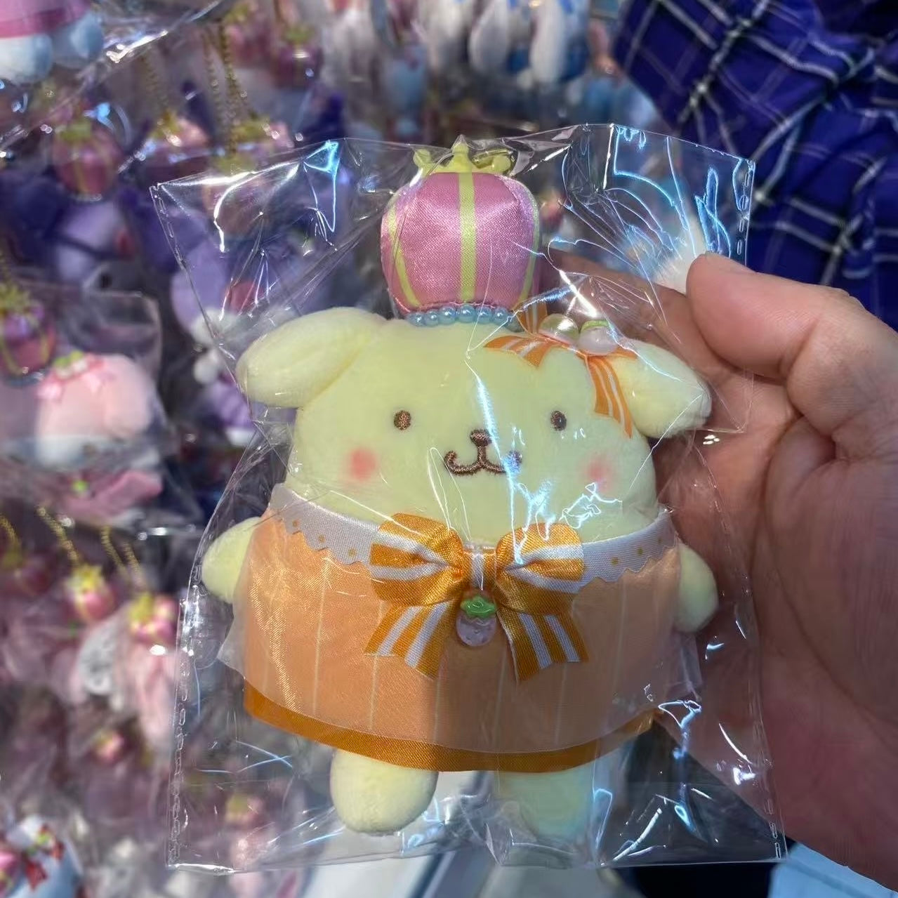 SANRIO x Kthings| Pompompurin Pom Pom Purin Mascot Holder Plush Keychain Bag Charm (Crown)