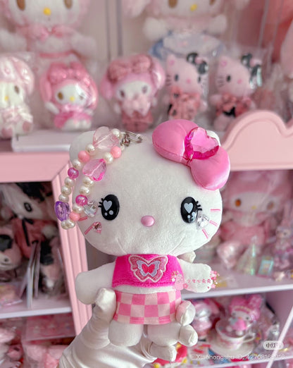 USJ | Hello Kitty Plush Keychain Beaded Phone Strap Bag Charm W11.7cm×H19cm×D7.6cm