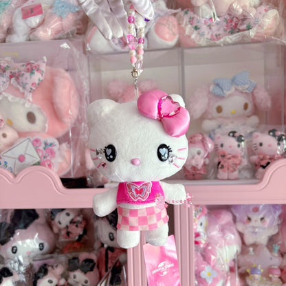 USJ | Hello Kitty Plush Keychain Beaded Phone Strap Bag Charm W11.7cm×H19cm×D7.6cm
