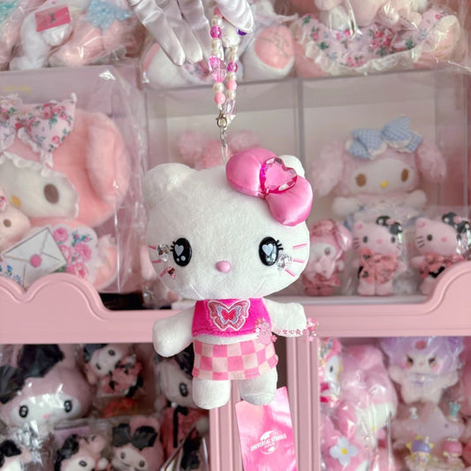 USJ | Hello Kitty Plush Keychain Beaded Phone Strap Bag Charm W11.7cm×H19cm×D7.6cm