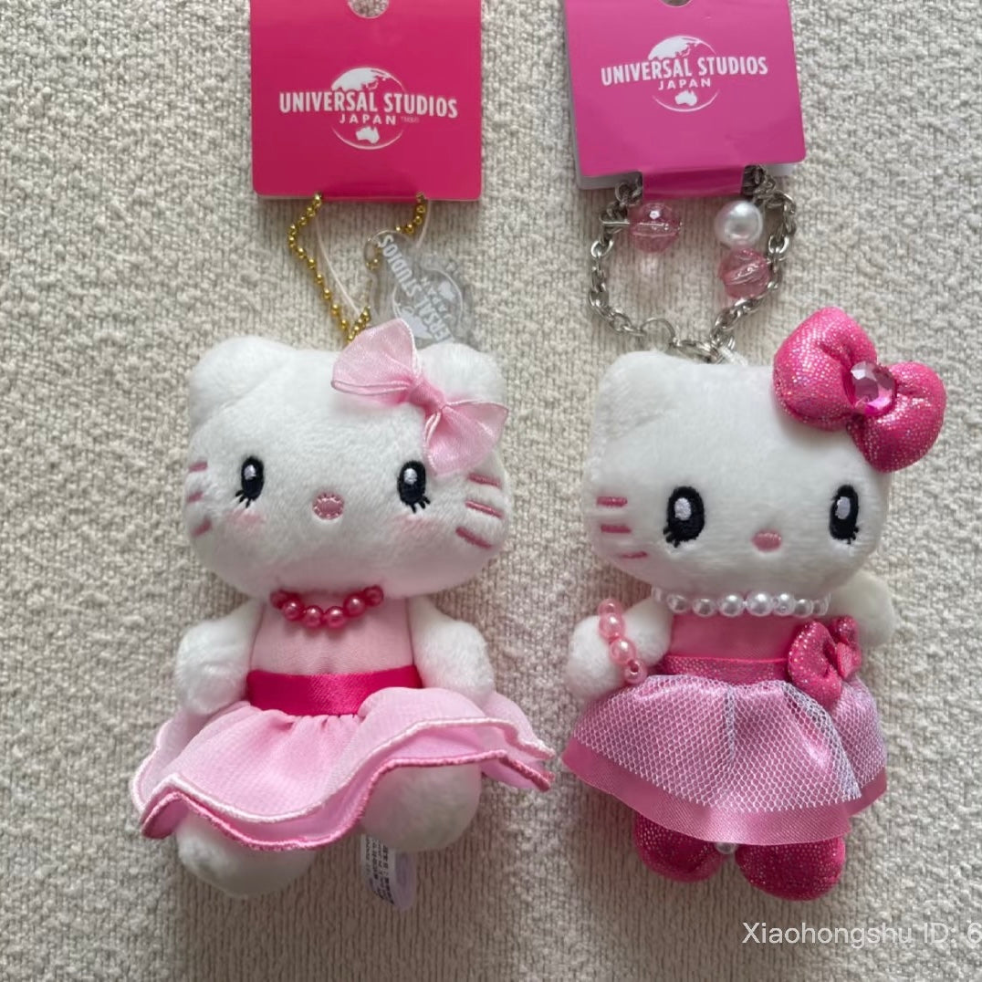 USJ | Hello Kitty Plush Keychain Mascot Holder with Pearl Chain 10cm Approx.