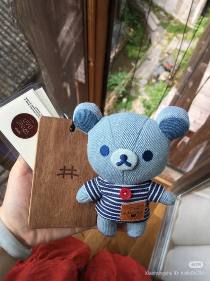 SAN-X | Rilakkuma Korilakkuma Mascot Holder Plush Keychain Bag Charm Denim（Kurashiki Limited)