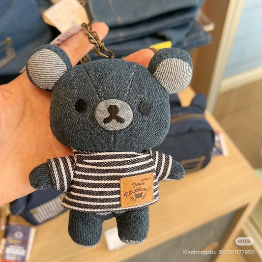 SAN-X | Rilakkuma Mascot Holder Plush Keychain Bag Charm Denim（Kurashiki Limited)