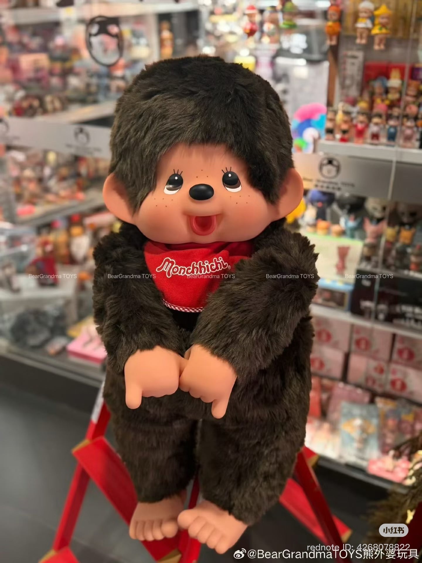 【Store Available】Monchhichi | Premium Stand Plush Toy Plush Doll 2L 800×550×230mm (Brown Boy)