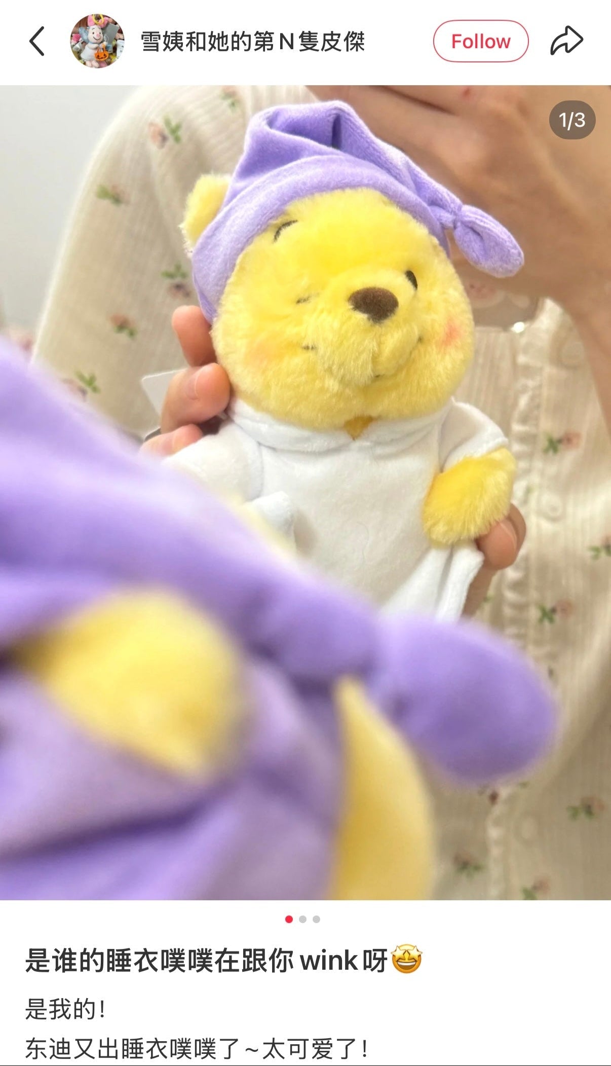 DISNEY | Winnie the Pooh Plush Keychain Mascot Holder Bag Charm H19.5×W12×D6.5cm (PAJAMA STYLE)