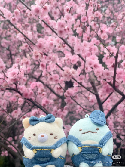 SAN-X | Sumikko Gurashi Neko Mascot Holder Plush Keychain Bag Charm Denim (Kurashiki Limited)