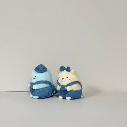SAN-X | Sumikko Gurashi Neko Mascot Holder Plush Keychain Bag Charm Denim (Kurashiki Limited)