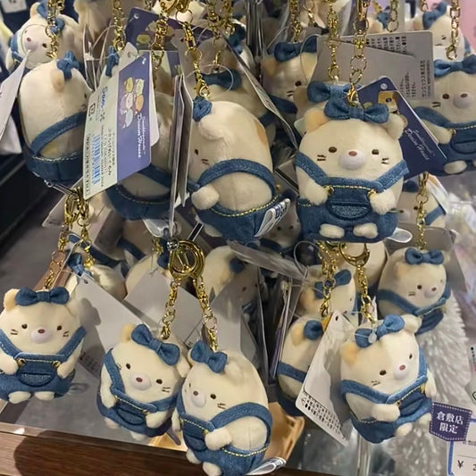 SAN-X | Sumikko Gurashi Neko Mascot Holder Plush Keychain Bag Charm Denim (Kurashiki Limited)
