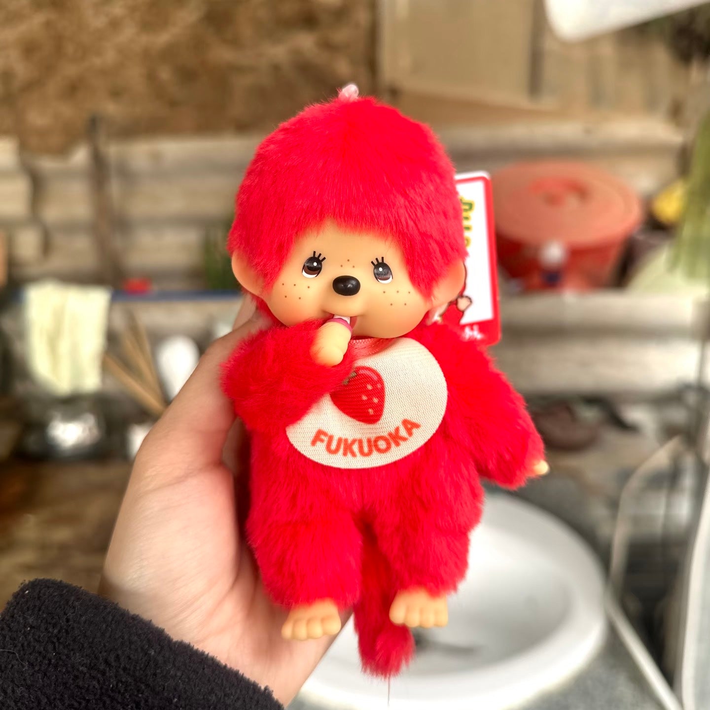 Monchhichi | Red Mascot Holder Bag Charm Keycahin (Fukuoka Exclusive)