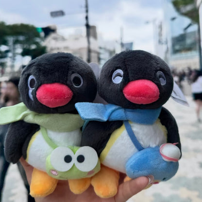 Pingu × Hapidanbui | Pingu with Keroppi Shaped Bag Plush Keychain Bag Charm Mascot Holder (Kakigori Pop-Up 2026)