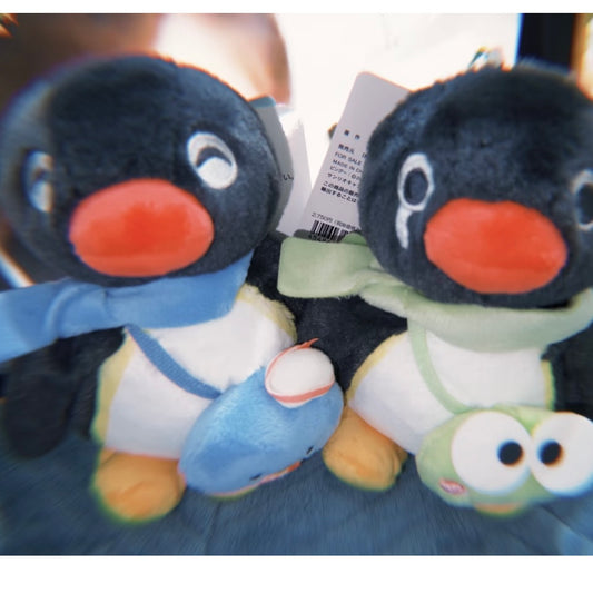 Pingu × Hapidanbui | Pingu with Keroppi Shaped Bag Plush Keychain Bag Charm Mascot Holder (Kakigori Pop-Up 2026)