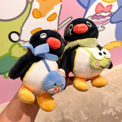 Pingu × Hapidanbui | Pingu with Keroppi Shaped Bag Plush Keychain Bag Charm Mascot Holder (Kakigori Pop-Up 2026)