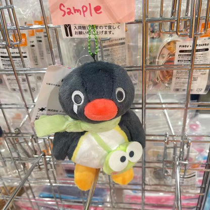 Pingu × Hapidanbui | Pingu with Keroppi Shaped Bag Plush Keychain Bag Charm Mascot Holder (Kakigori Pop-Up 2026)