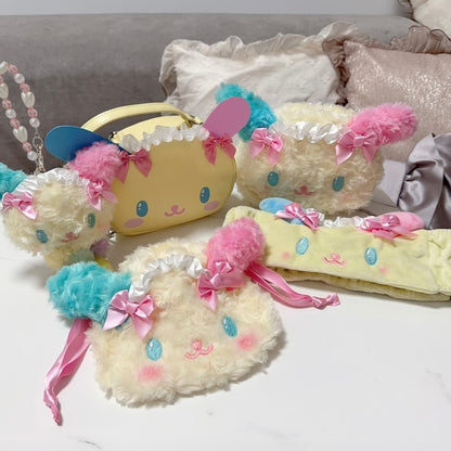 SANRIO | Usahana Curly Fur Head Dress Face Pouch 120x180x60mm