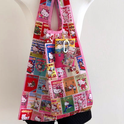 SANRIO | Hello Kitty Foldable Eco Bag Keychain Bag Charm 80×115×30mm (Strawberry Newspaper 50th Anniversary)