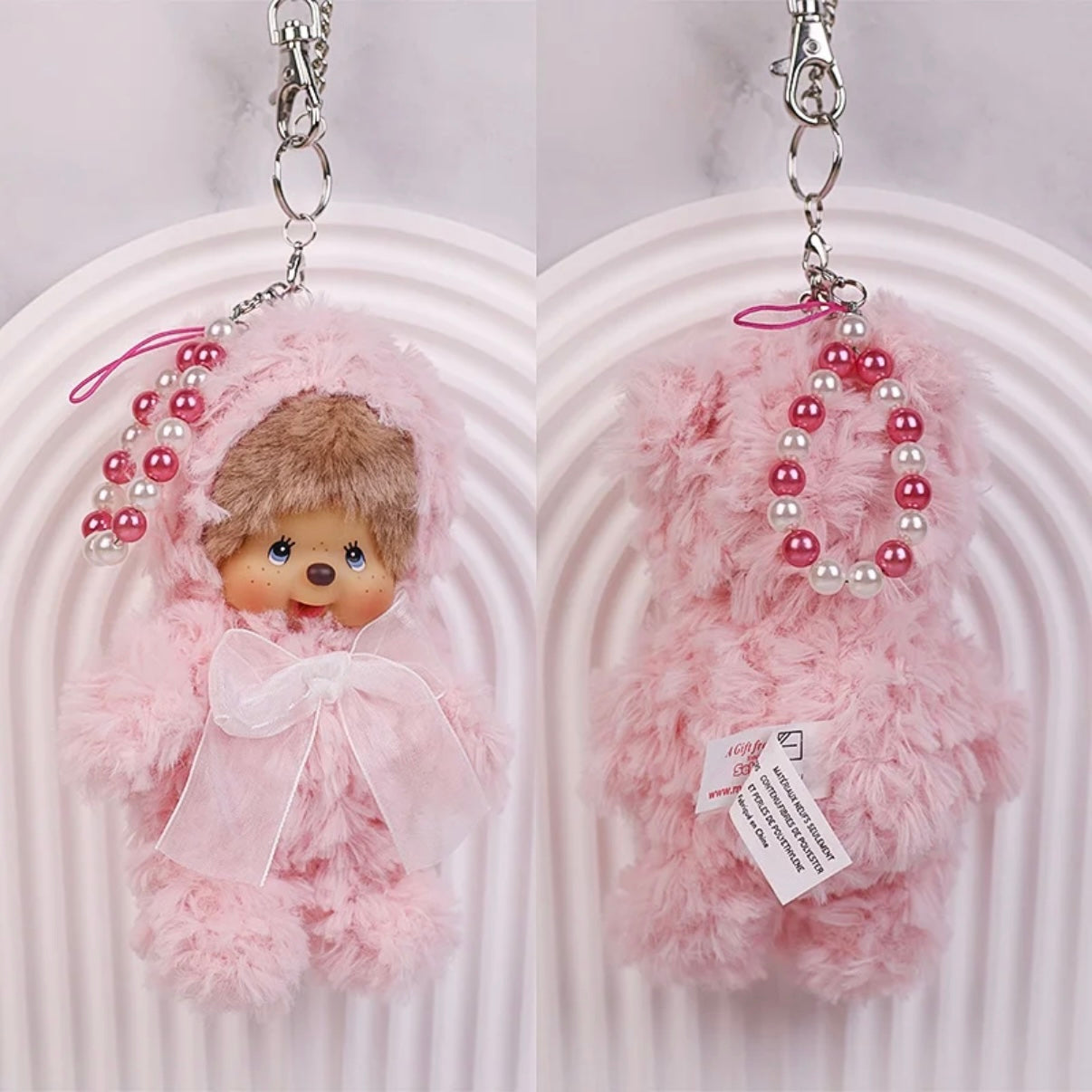 Monchhichi | Bear Mascot Holder Bag Charm Keychain (Pink)
