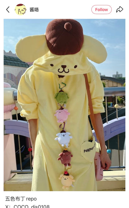 SANRIO | Pompompurin Pom Pom Purin Yellow Mascot Holder Plush Keychain Bag Charm with Heart Carabiner 6cm Approx. (POP