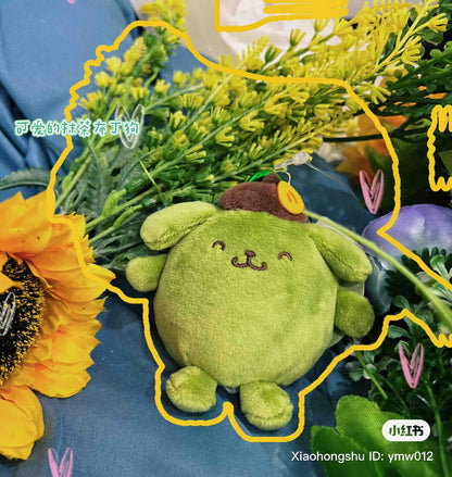 SANRIO | Pompompurin Pom Pom Purin Green Matcha Mascot Holder Plush Keychain Bag Charm with Heart Carabiner 6cm Approx.