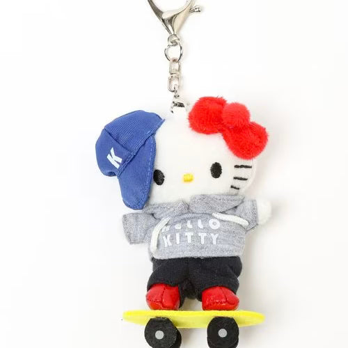 and St Me% x Sanrio Hello Kitty | Mini Mascot Holder Plush Keychain 13cm 5th Ver. (Skateboard)