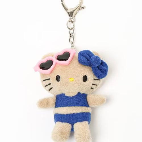and St Me% x Sanrio Hello Kitty | Mini Mascot Holder Plush Keychain 13cm 5th Ver. (Tanned & Swimwear)