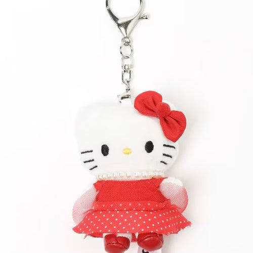 and St Me% x Sanrio Hello Kitty | Mini Mascot Holder Plush Keychain 13cm 5th Ver. (Pearl & Polka Dot Dress Red)