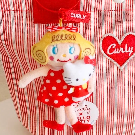 Curly collection x Hello Kitty | Mascot Holder Plush Keychain Pearl Chain Bag Charm