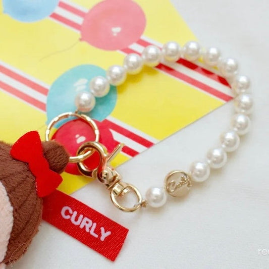 Curly collection x Hello Kitty | Mascot Holder Plush Keychain Pearl Chain Bag Charm