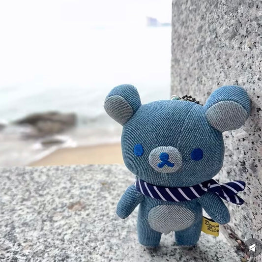 SAN-X | Rilakkuma Mascot Holder Plush Keychain Bag Charm Denim (Kurashiki Limited)