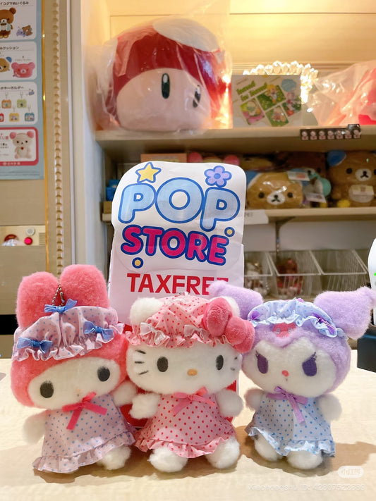 SANRIO | Hello Kitty Mascot Holder Plush Keychain Bag Charm H15×W13×D9.5cm (Nightcap Ribbon)
