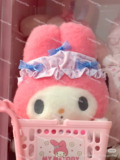 SANRIO | My Melody Mascot Holder Plush Keychain Bag Charm H15×W13×D9.5cm (Nightcap Ribbon)