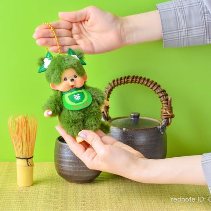 Monchhichi｜Matcha Thick Tea Mascot Holder Plush Keychain Bag Charm (Kyoto Arashiyama)
