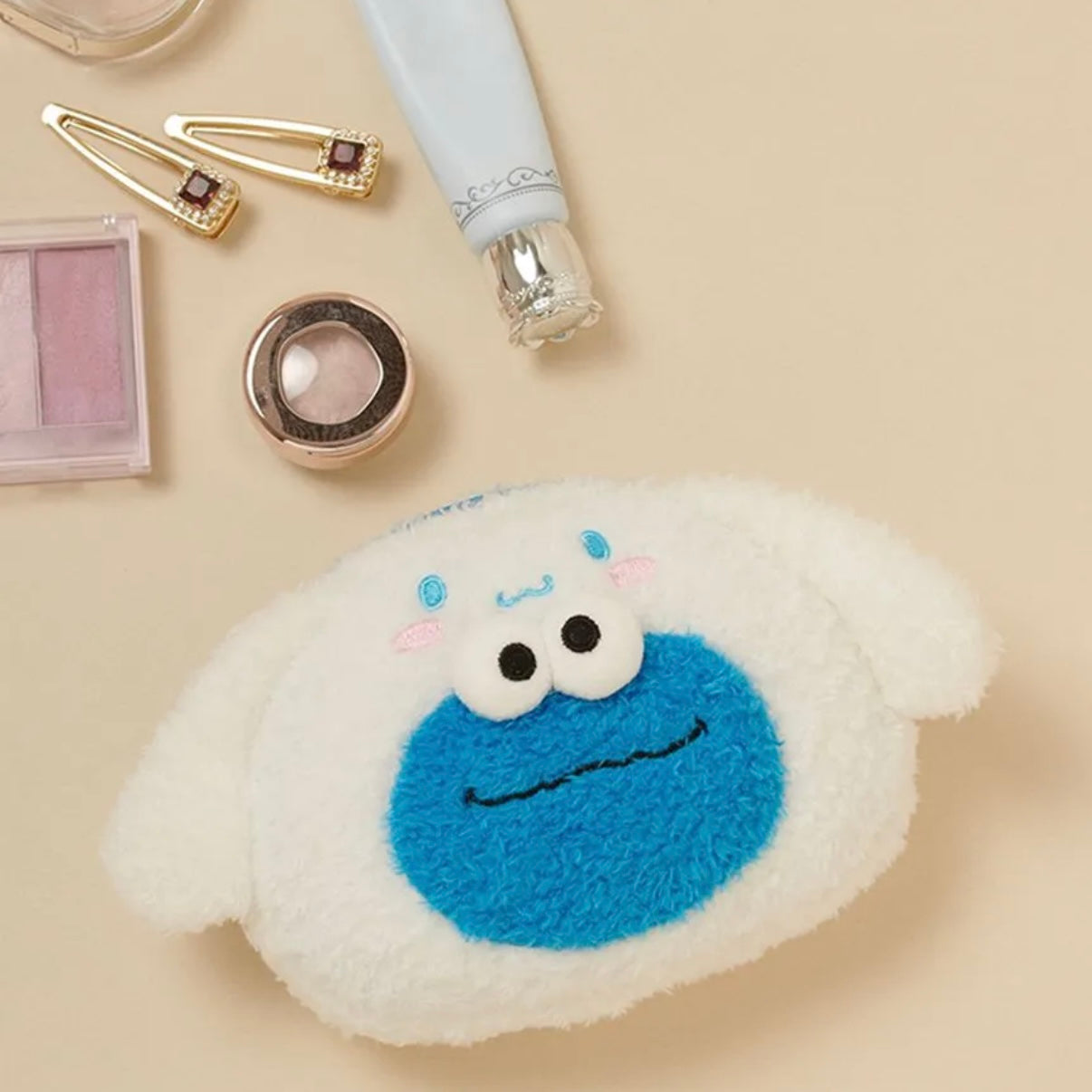 SESAME STREET MARKET x SANRIO | Cookie Monster x Cinnamoroll Face Pouch