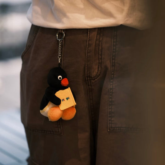 Pingu | Mascot Holder Bag Charm Plush Keychain (Reading)