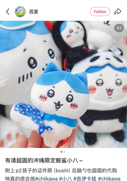 CHIIKAWA | Hachiware Mascot Holder Plush Keychain Bag Charm 10cm Approx. (Okinawa Limited)