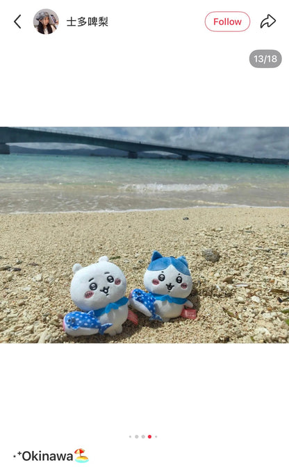 CHIIKAWA | Hachiware Mascot Holder Plush Keychain Bag Charm 10cm Approx. (Okinawa Limited)